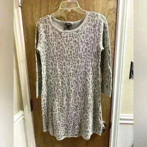 Express Leopard Animal Print Scoop Neck Quarter Sleeve Sweater Dress Size M